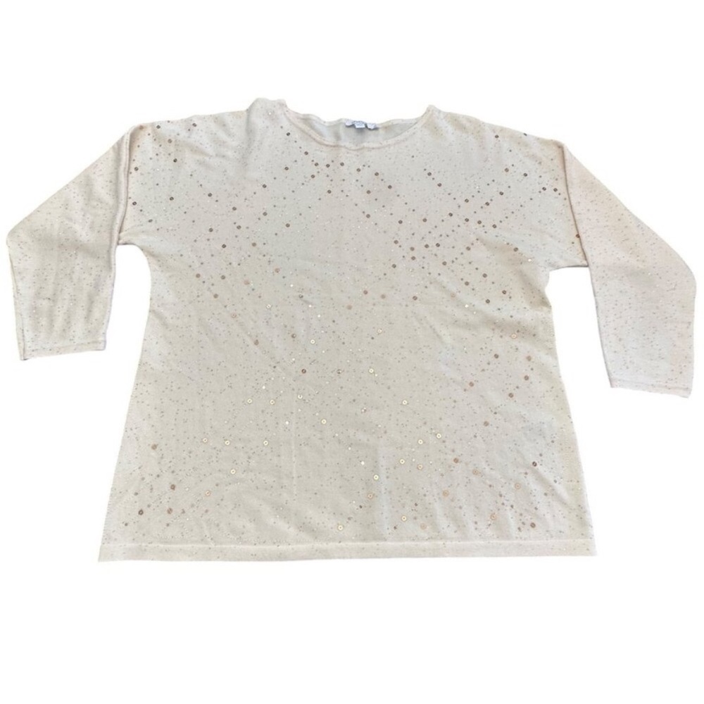 Chico's English Cream Scatter Sequin Long Sleeve Pullover Sweater, NWT, Chicos 3 - Picture 7 of 14